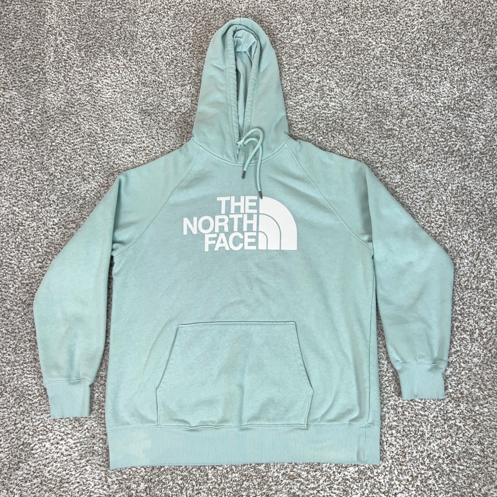 North Face Hoodie Womens Extra Large Green Logo Sweatshirt Outdoors Logo Hiking